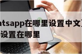 【whatsapp在哪里设置中文】whatsapp设置在哪里